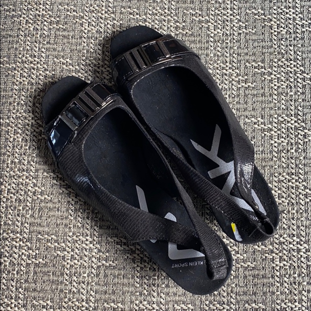 Anne Klein Sport Buckle Peep Toe Wedge Slingback